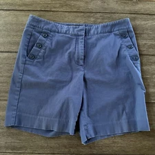 Talbots Chinco Shorts Women’s Flat Front Medium Blue Size 4