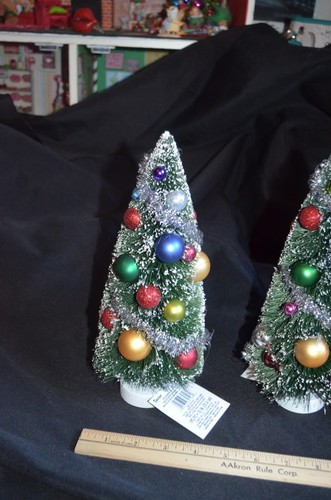 Christmas Bottle Brush Trees Decorated Lot of 3, 10 inch - Picture 3 of 10