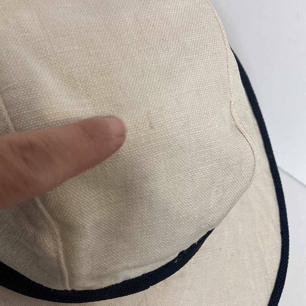 Tilley Hat Womens Small Beige Cream Black Hemp Wide Brim Summer Sun Hat
