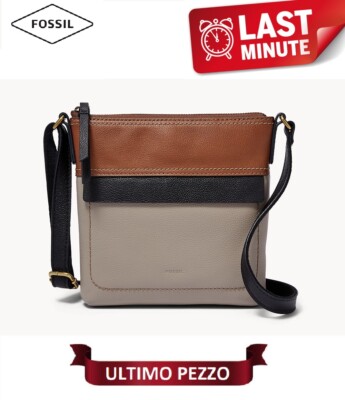 Borsa a Tracolla Uomo Fossil Originale Vera Pelle Aida Sm Crossbody Brown  Multi