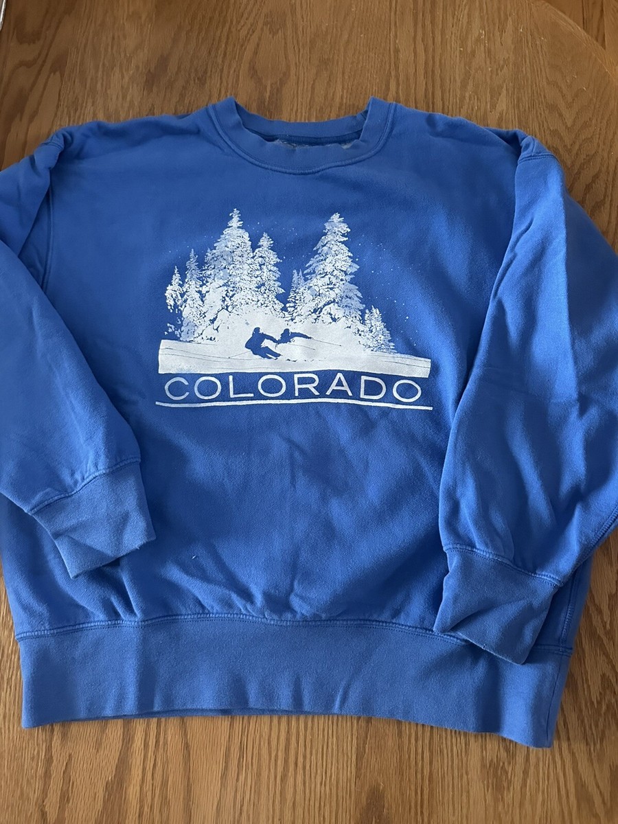 Petit Sweat Femme American Eagle Super Doux Bleu Ski Colorado - Taille S