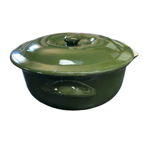 Shenango China Casserole Baking Dish Pour Spout Lid Green Restaurant Ware 1920s - Picture 2 of 13
