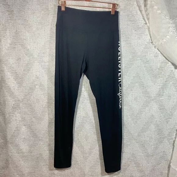 Hollister black ultra high rise yoga leggings with logo size S