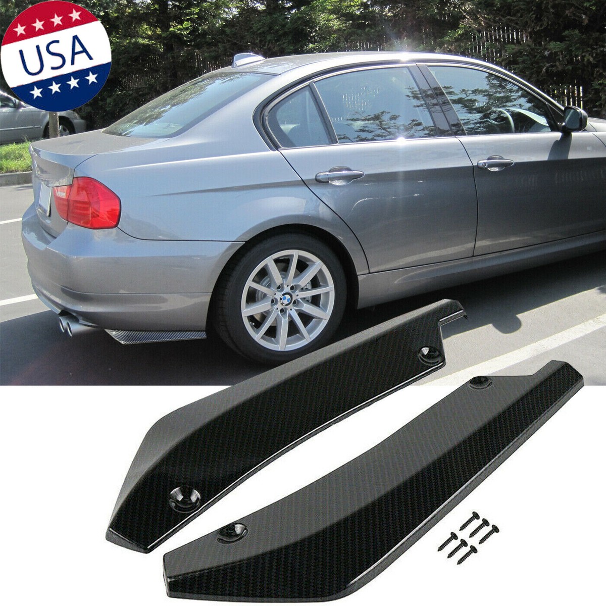 Sport Racing Carbon Fiber Rear Bumper Splitter Diffuser Canards