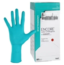 *50-Pairs* Ansell Encore Latex Underglove PF Hydrasoft Size-6.5 Gloves 2018465