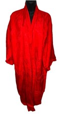 Vintage 50s Dynasty Hong Kong Pure Silk Red Gold Dressing Gown Robe Size Medium