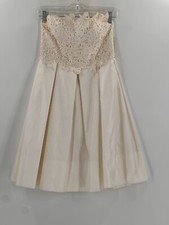 Vintage NWT Eliza J Womens A Line Dress Ivory Lace Top Strapless Fit n Flare