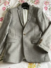 ASOS Grey Houndtooth Tweed Blazer Jacket Size 36