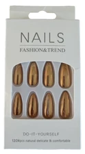 Beautiful Bronze Metallic ~ Almond Shaped Press on Nails - New in Box
