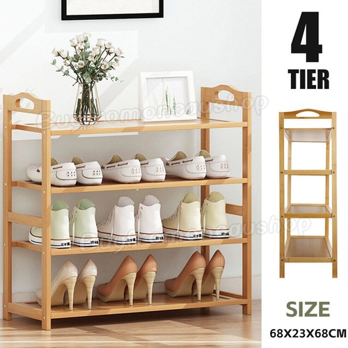 3-5 Tiers Layers Bamboo Shoe Rack Storage Organizer Wooden Shelf Stand Shelves - Picture 12 of 13