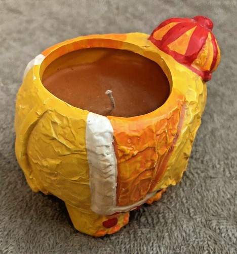 Lindo elefante circo amarillo naranja con gorro candelabro y vela vintage - Imagen 8 de 12