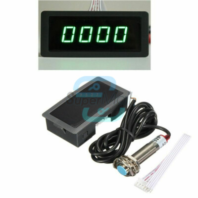 4-Digital LED Tach RPM Speed Meter Tachometer W/ Hall Proximity Switch Sensor