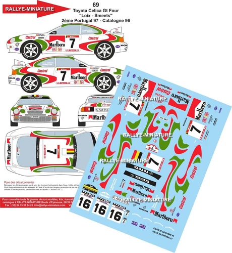 DECALS 1/32 REF 0069 TOYOTA CELICA GT FOUR LOIX PORTUGAL 1997 CATALONIA 1996