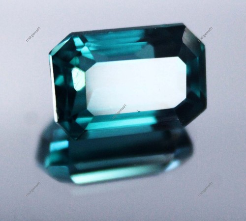 CERTIFIED 10 Ct Natural Sapphire Emerald Cut Bluish Green Loose Gemstone - Picture 2 of 6