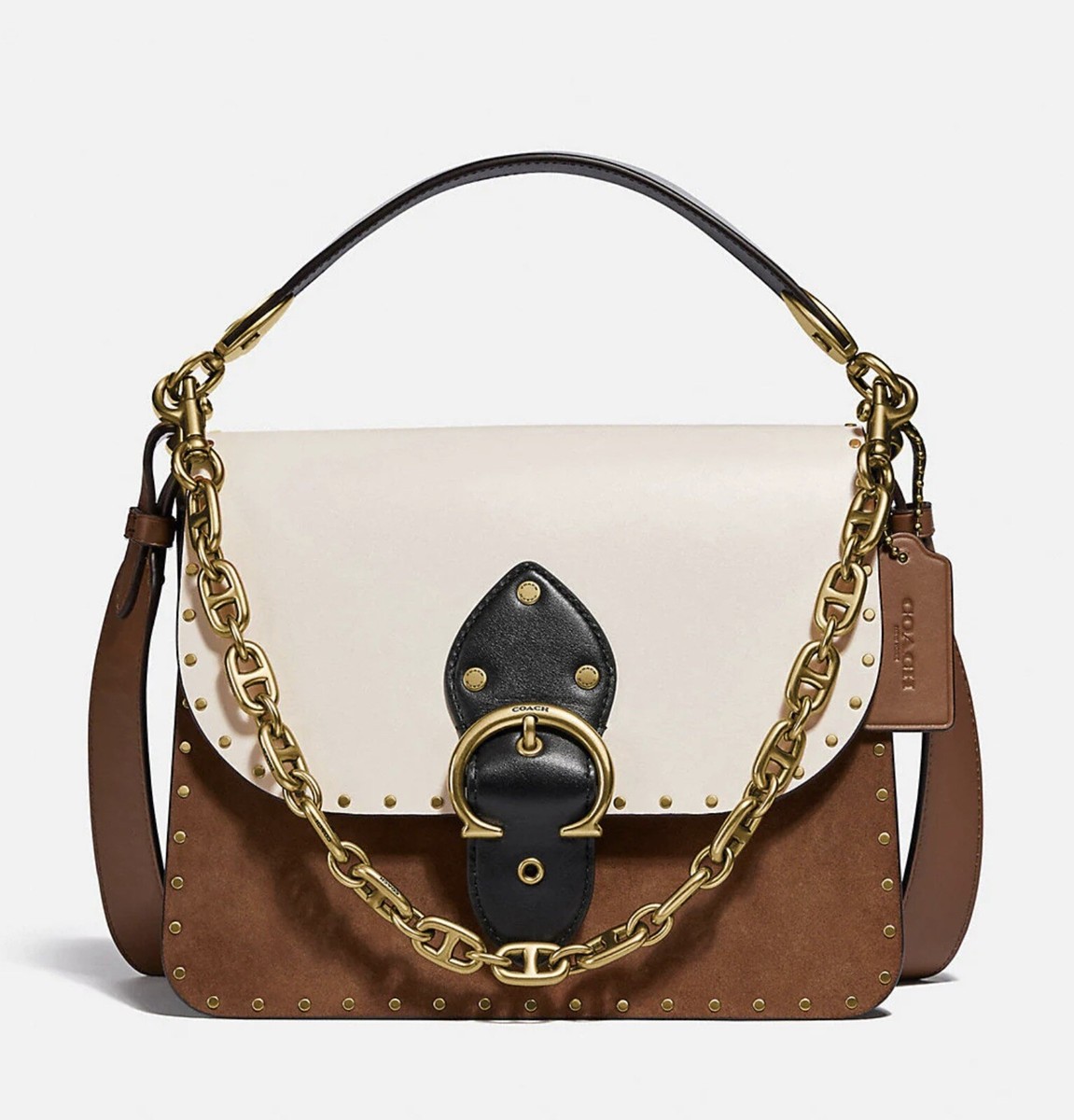 Coach Beat Shoulder Bag 18 With Rivets Brass Black COACH beat shoulder bag in color-block with | Mercari main image 2