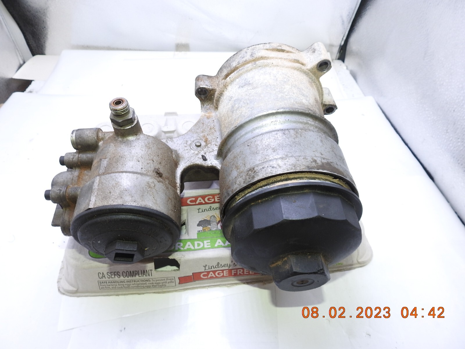 2003 2004  Ford F250 F350 F450 6.0 Powerstroke Fuel Oil Filter Housing with caps