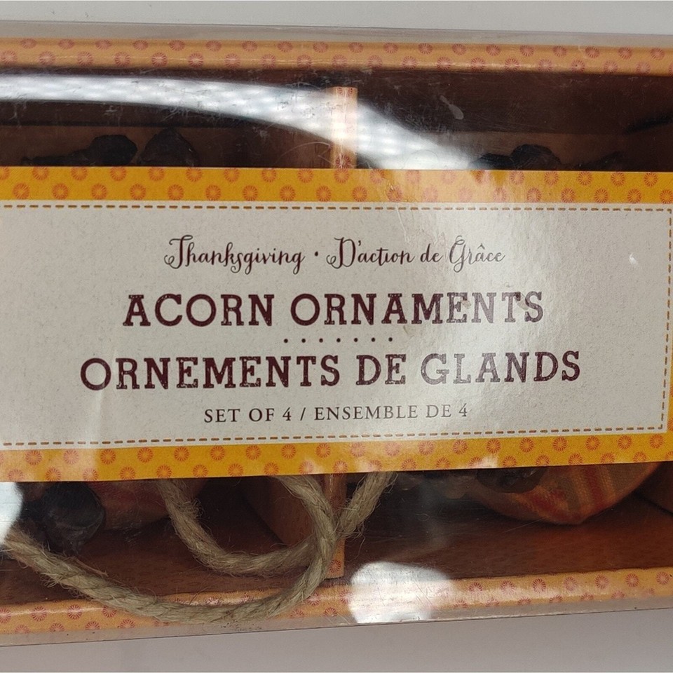 Pottery Barn Kids Fabric Plaid Acorn Fall Harvest Ornaments Decor Bowl