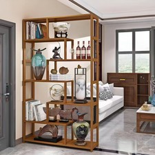 7 Tier Wide Wooden Bookcase Cupboard Storage Shelving Display Shelf Cabinet Unit