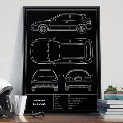 #ad #ad Honda Civic Vti EG6 Blueprint Poster $35.00
