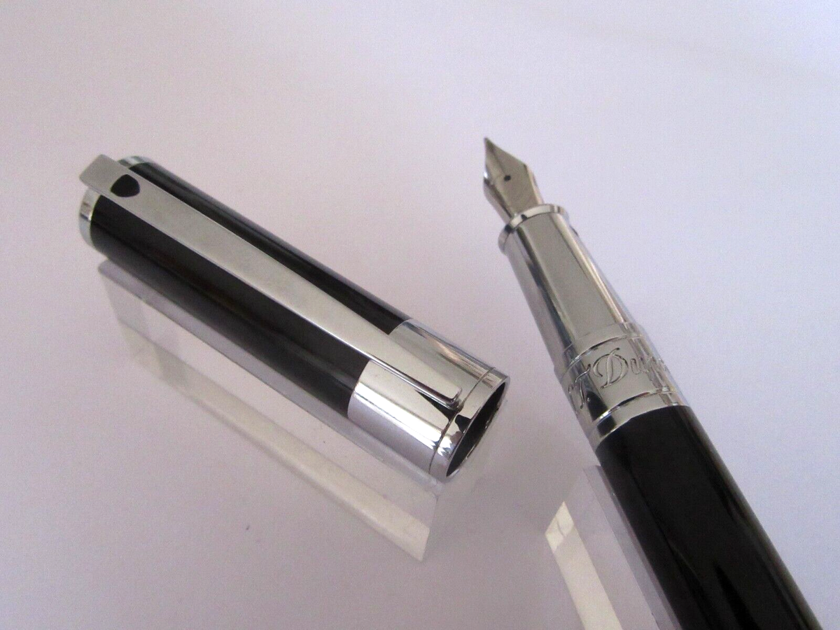 Stylo Plume Prestige ST DUPONT Ligne D En Laque Noire - Plume Or 14K, Occasion Très Bon État