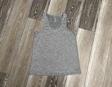 NWOT REAL ESSENTIALS RACERBACK TANK TOP DRY FIT SPACE DYE GRAY SILVER