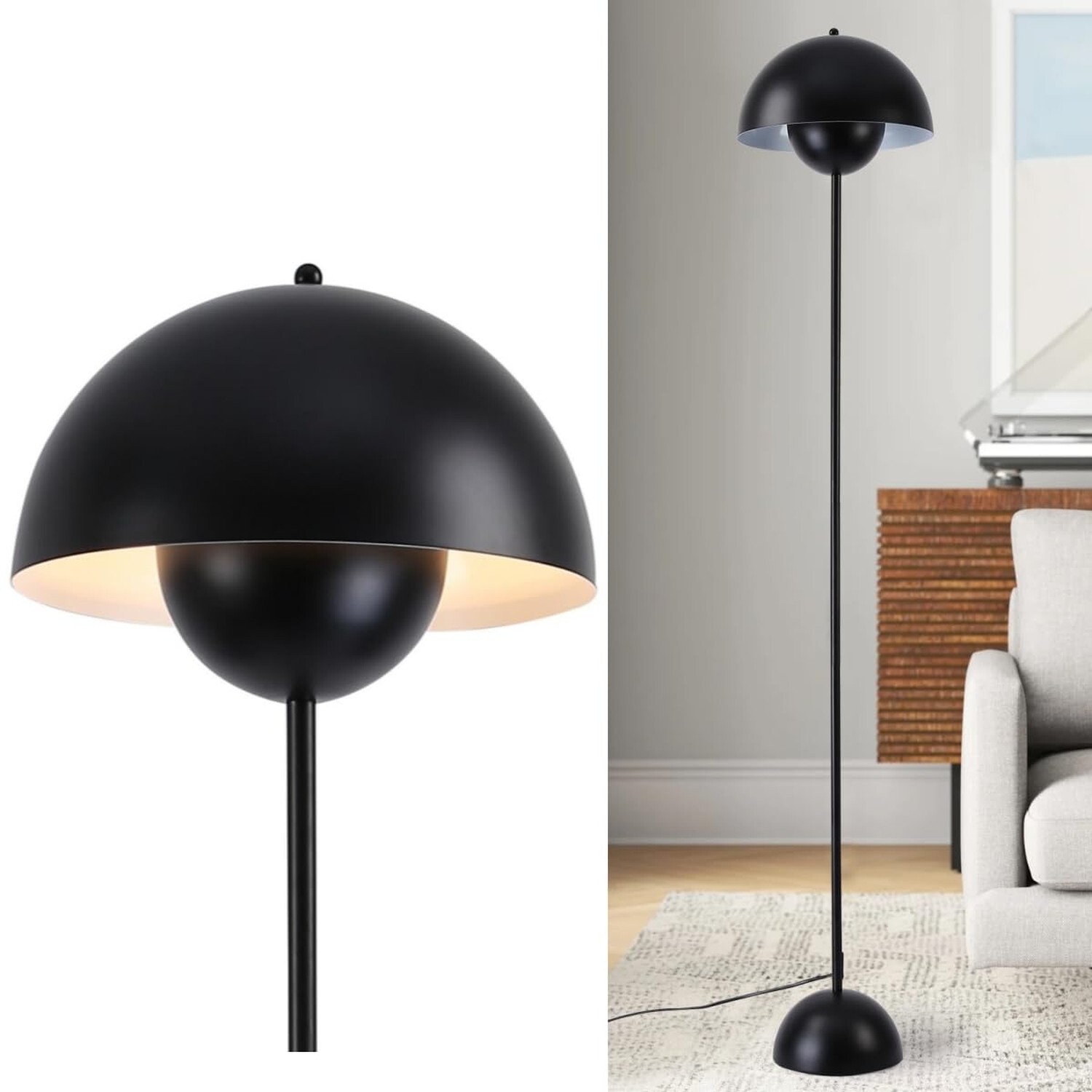 Modern Floor Lamp for Bedroom, 63'' Industrial Corner Floor Lamp for Living R...