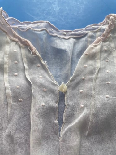 Antique White Hand Sewn Cotton Linen Slip Newborn Girl Size for Christening Gown
