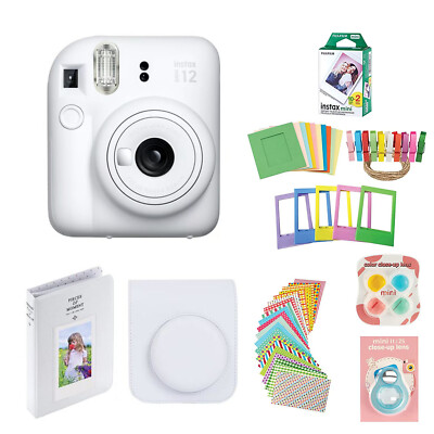 Fujifilm Instax Mini 12 Instant Camera with Case, 20 Fuji Films (Clay White)