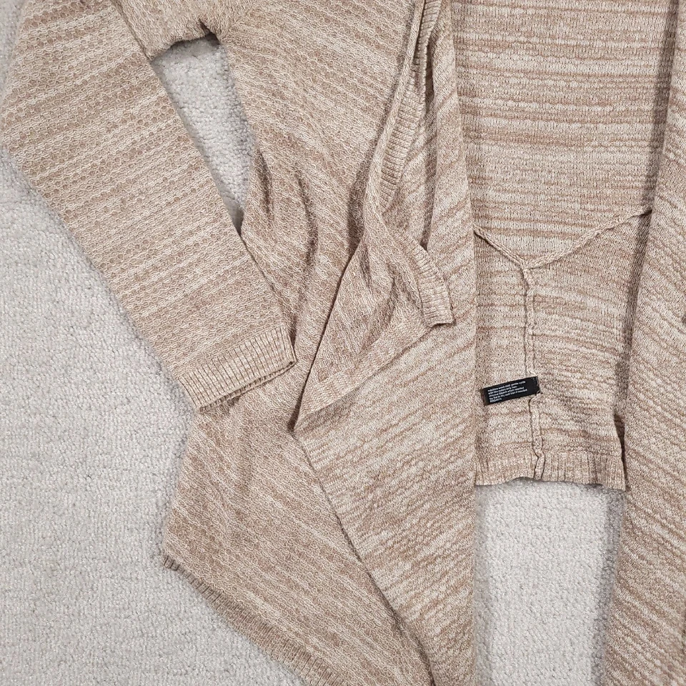 Cárdigan suéter para mujer The Limited pequeño beige tejido manga larga asimétrico Foto 4 de 4