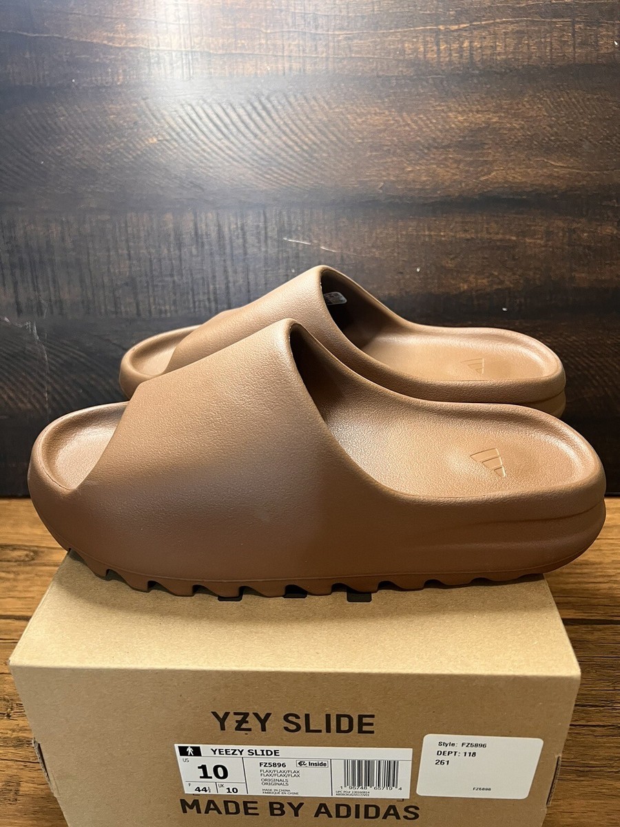 Adidas Men's Yeezy Slides Flax 2022 FZ5896 Size 10 Brand New