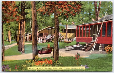 Postcard AR Hardy Arkansas Built In The Forest Camp Rio Vista Cottages C58