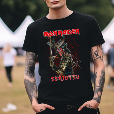 Iron Maiden Senjutsu Graphic Black T-Shirt Eddie Samurai Heavy