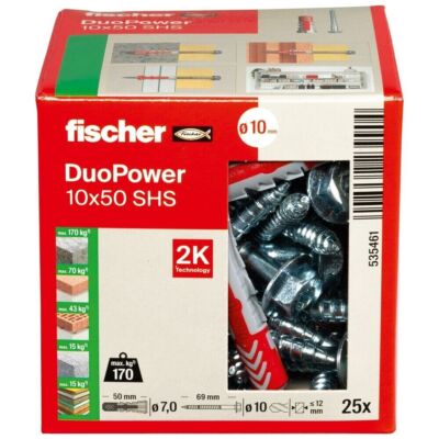 Fischer Duopower SHS 10 x 50 mm mit Sechskant-Sicherheitsschraube 7,0 x 69