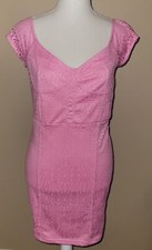 Forever 21 Women's Pink Icing Knit Lace Overlay Bodycon Dress M Medium New