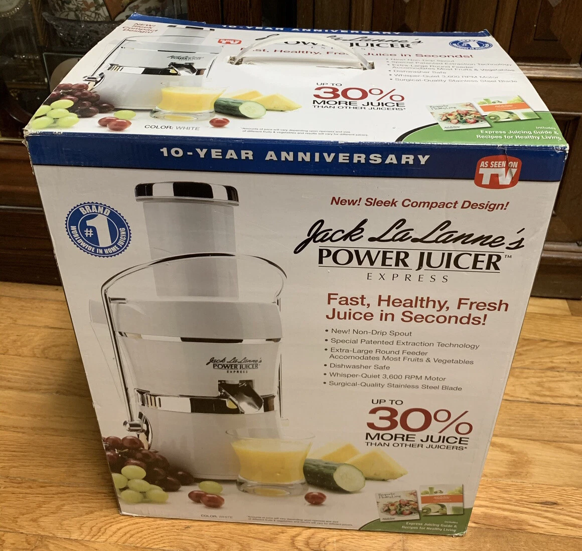 Jack LaLanne Power Juicer Express White chrome accents 250 WATT 30% more JUICE!!