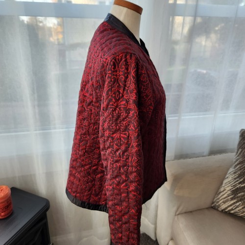 Alfred Dunner Jacket/Blazer 8P Classy Red Black Silky Fancy Party Holiday. V5 - Picture 3 of 5