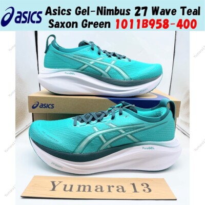 Asics Gel-Nimbus 27 Wave Teal Saxon Green 1011B958-400 Men's Size