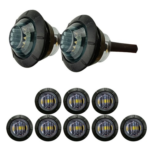 10x Round Smoke White LED Side Marker Clearance Light For Truck Trailer Pickup - Picture 10 of 10