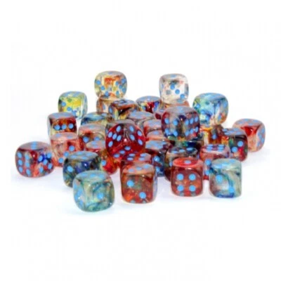 CHESSEX Würfel - 12mm - Nebula Primary/blue LUMINARY (Würfelset 36 x W6) - leuchtet im D