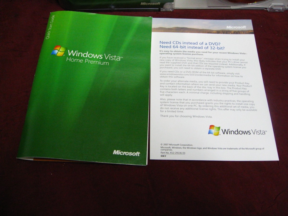 Microsoft Windows Vista Home Premium SP#1 32 Bit DVD Retail Box w