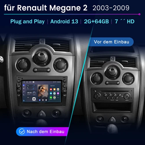 Für Renault Megane 2 2002-2009 Carplay Android 13 Autoradio GPS NAVI BT 2+64GB - Bild 1 von 13