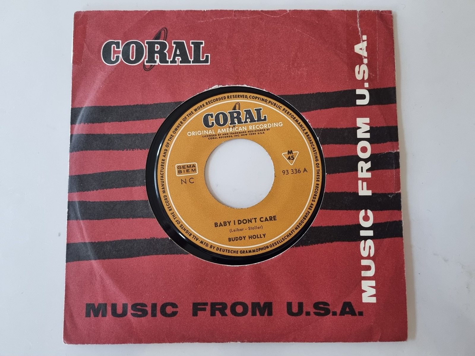 Buddy Holly - Baby I don't care 7'' Vinyl Germany
