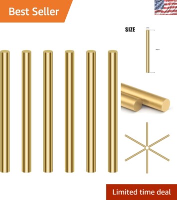 8.0mm Brass Round Rods (6-Pack) - Ideal for DIY Crafting and Miniature Models