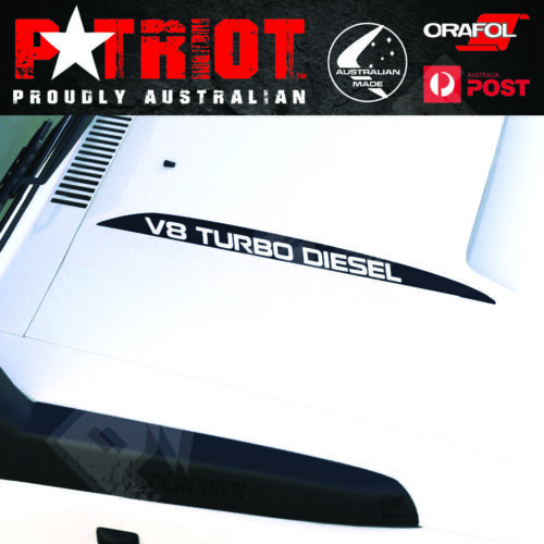V8 TURBO DIESEL Decal Sticker for Landcruiser 76 70 78 79 series bonnet scoop - Picture 3 of 12