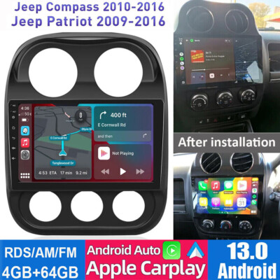 For Jeep Patriot/Compass Android 13 Car GPS Navi Stereo Radio CarPlay 4+64GB FM