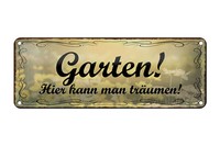 Blechschild Spruch 27X10 Cm Garten Hier Kann Man TräUmen Deko Schild Tin Sign