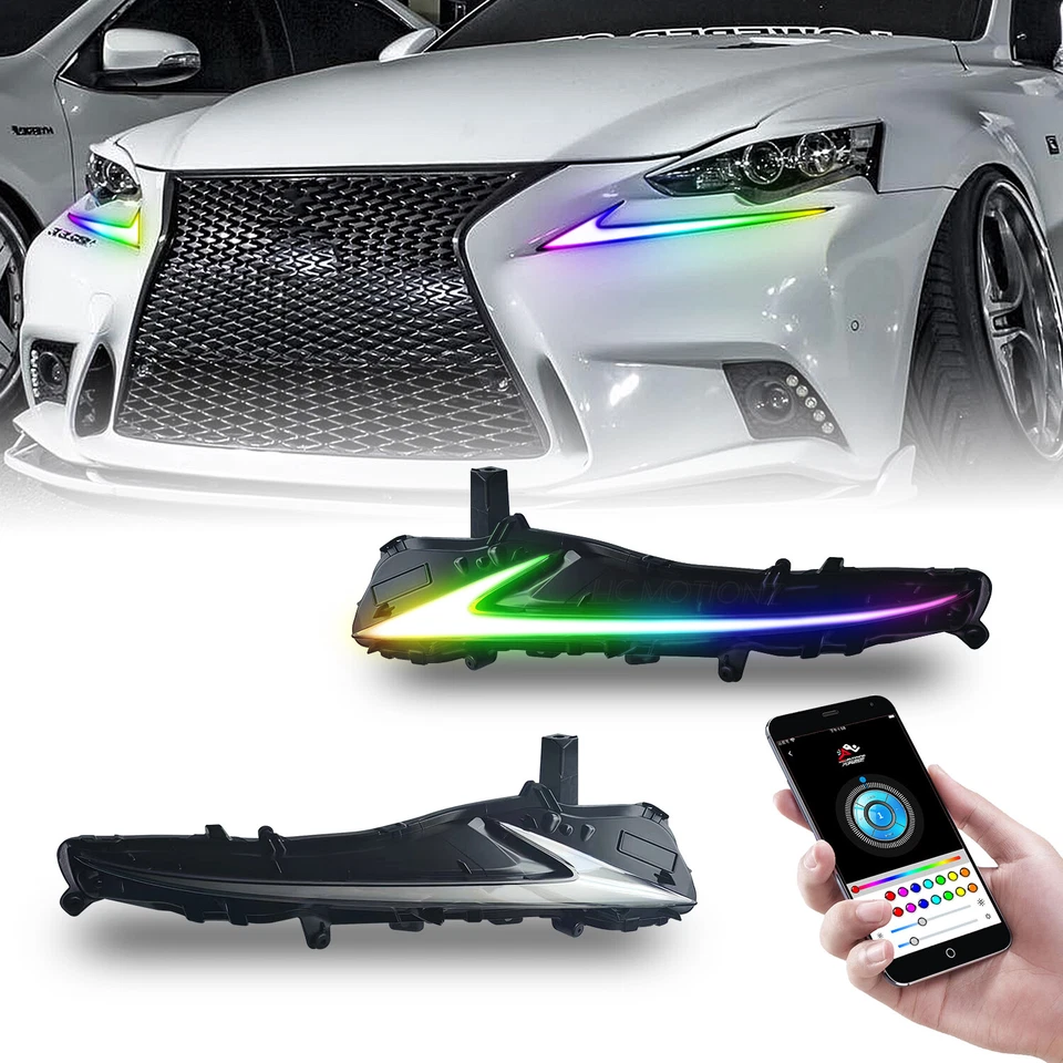 For 2013-2016 Lexus IS200t/300 IS250 350 F RGB Dazzle Daytime Running Lights DRL - Image 3 of 4