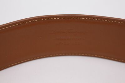 Salvatore Ferragamo FLORAL Brown Leather Belt Size 85 | eBay