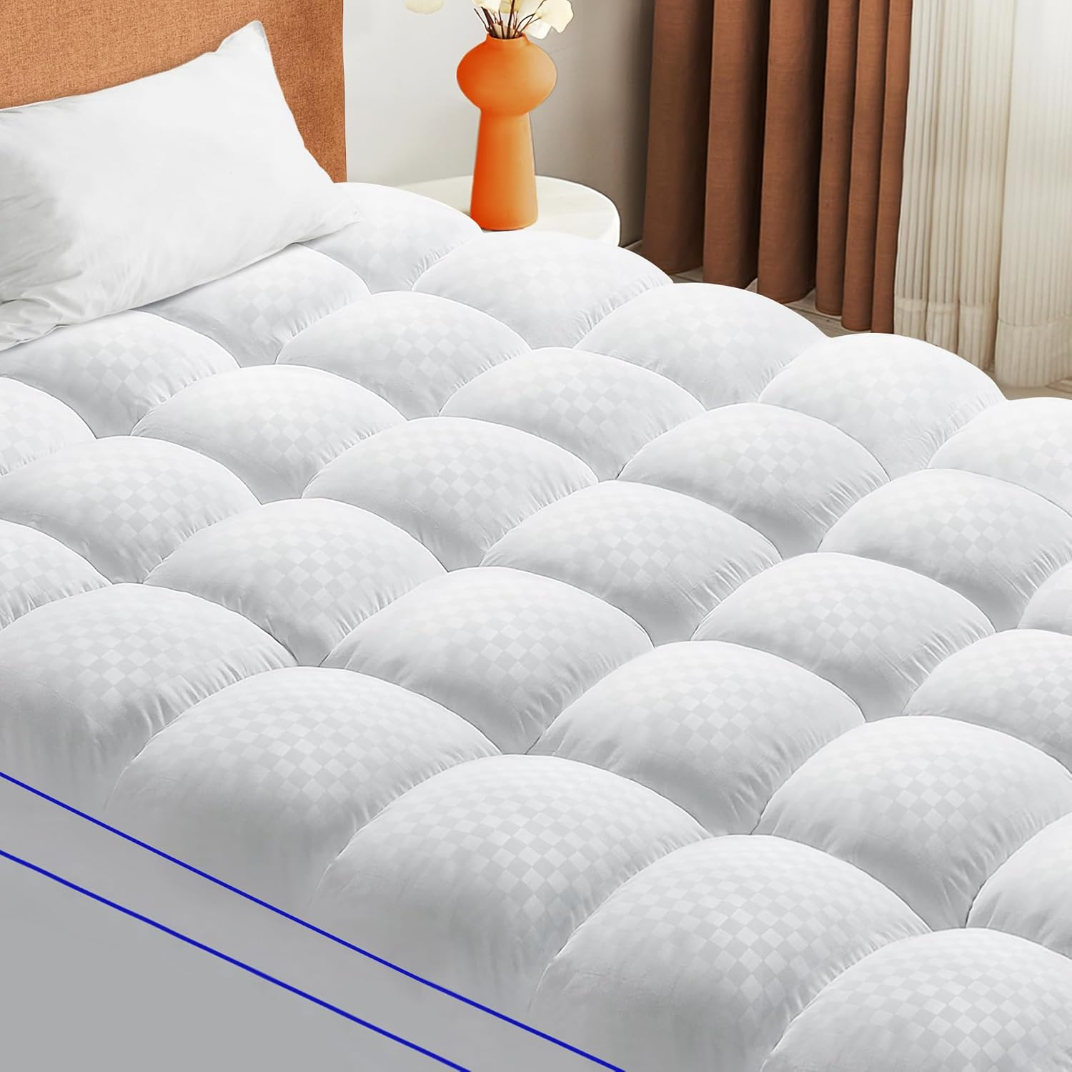 Queen Mattress Topper, Extra Thick Mattress Pad Cover for Back Pain, Quilted Fit