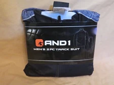 New Men's And1 2 Piece Track Suit Black & Dark Gray Zip Up Jacket & Track Pants